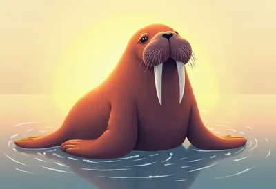 Walrus at golden hour Digital Illustration