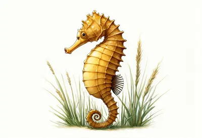 Seahorse in tall grass Digital Illustration