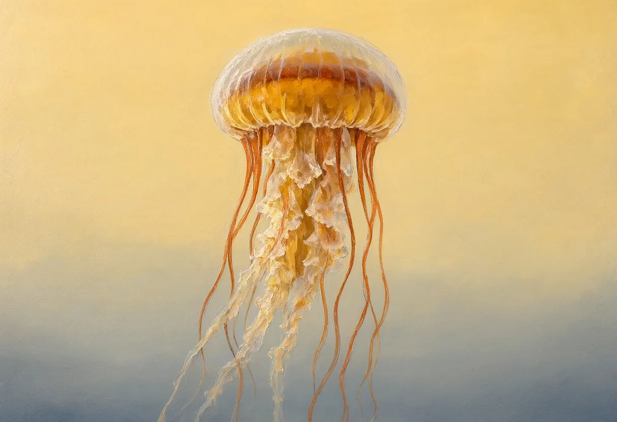 Jellyfish at golden hour Oil Painting