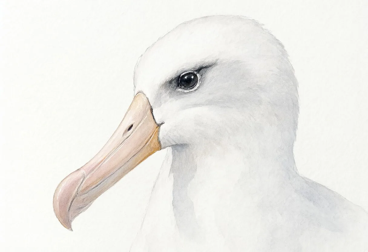 Albatross close-up portrait Watercolour