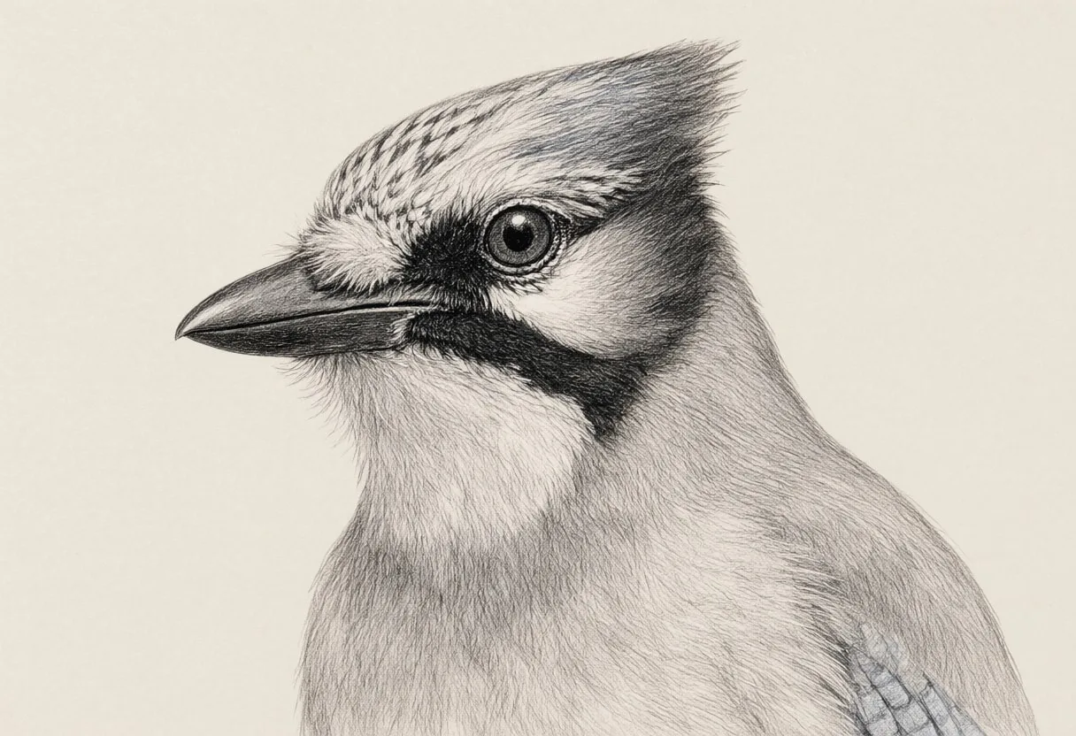 Jay close-up portrait Pencil Sketch