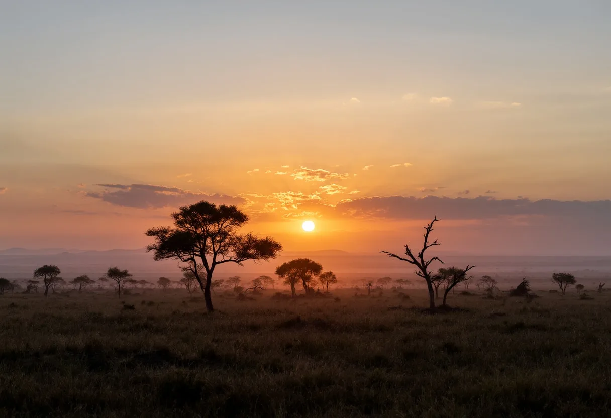 Savanna Sunset With Acacia Silhouettes