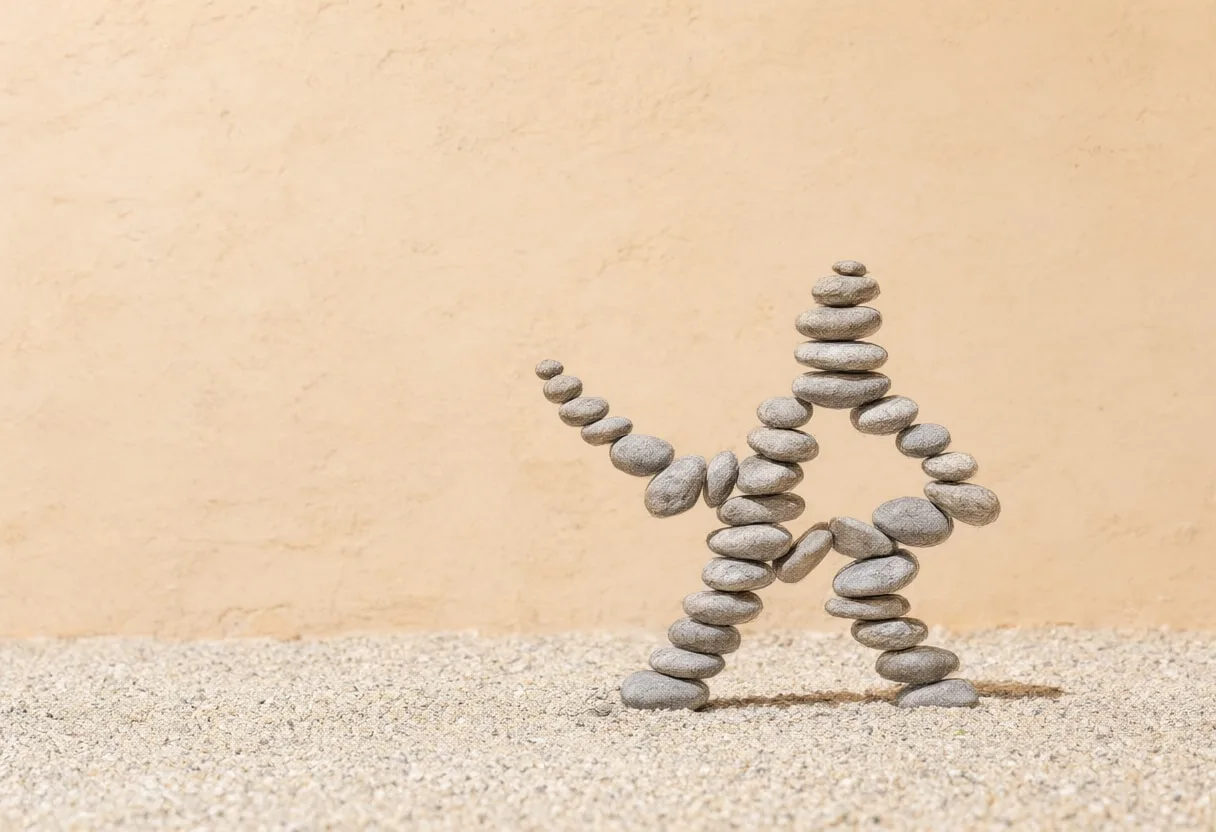 Road Map Made Of Small Pebbles On Sand against a warm plaster wall Pencil Sketch
