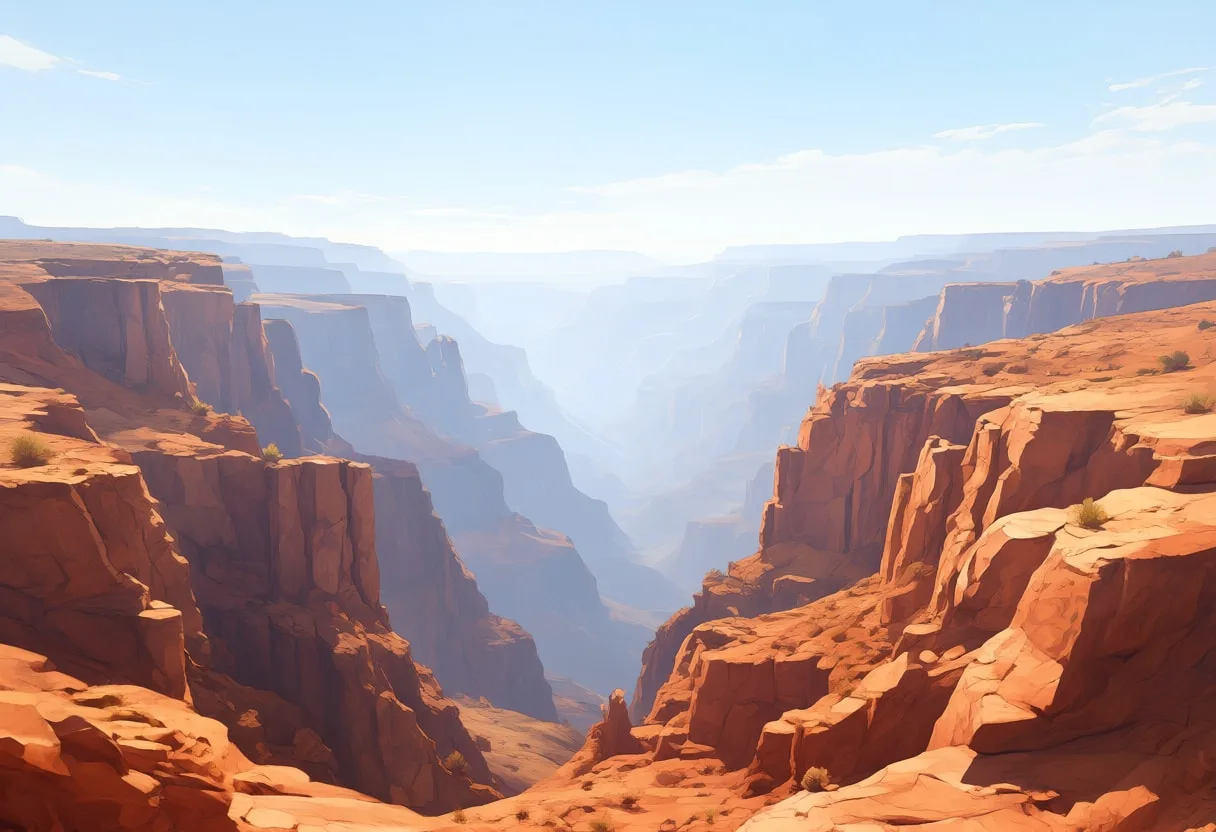 Clay Canyon Walls in soft mist Digital Illustration