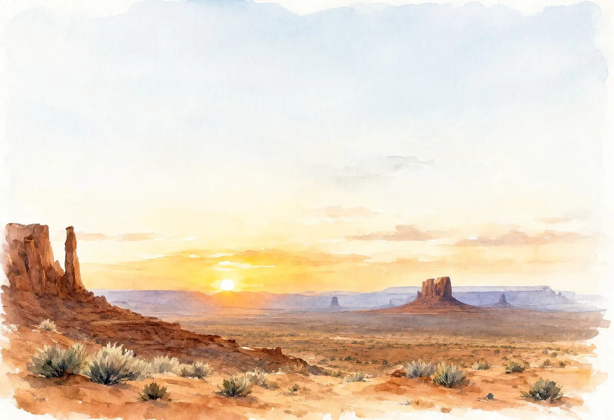 Mesa At Sunset Watercolour