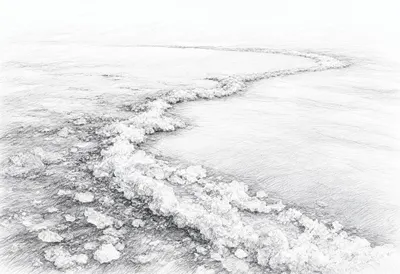 Salt Crystal Shoreline after rain Pencil Sketch