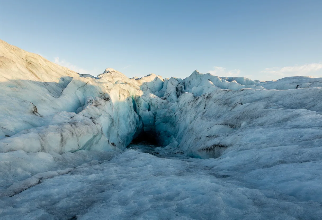 Glacier Ice Cave at golden hour