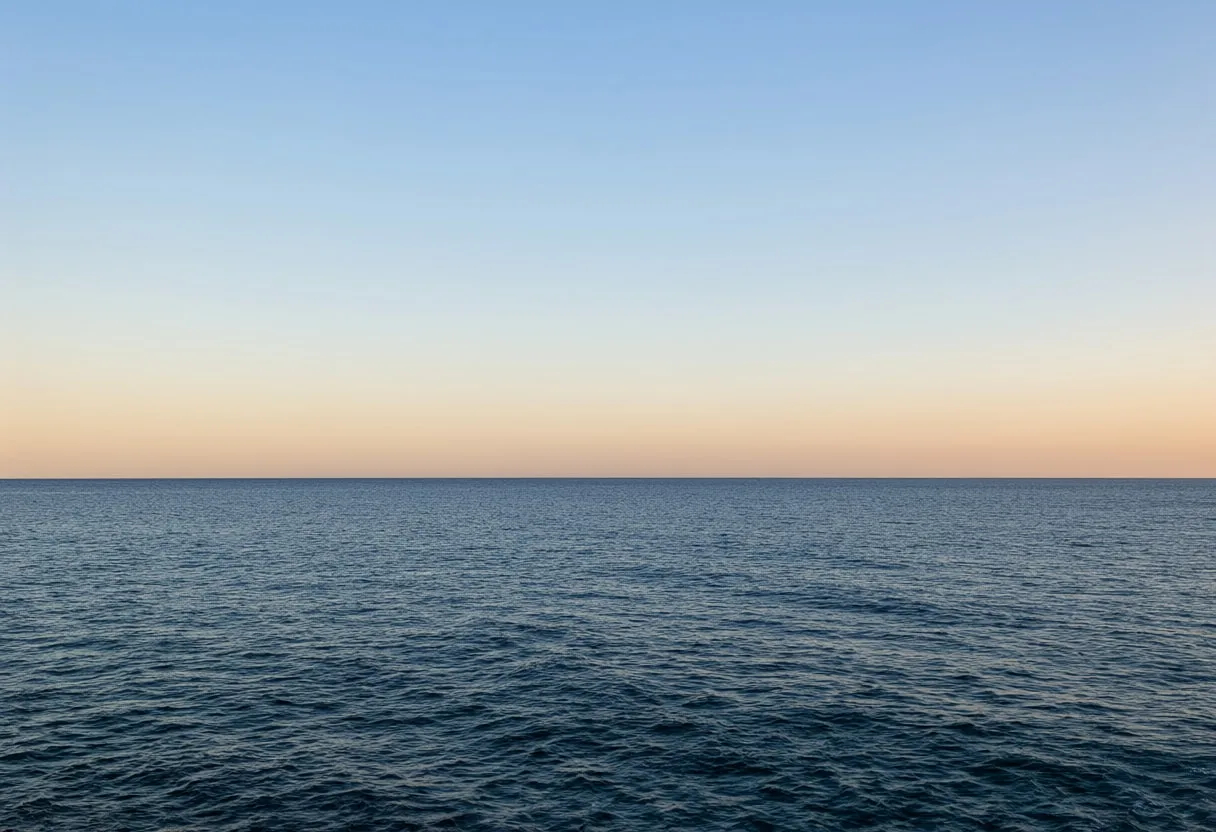 Calm Sea Horizon At Dusk