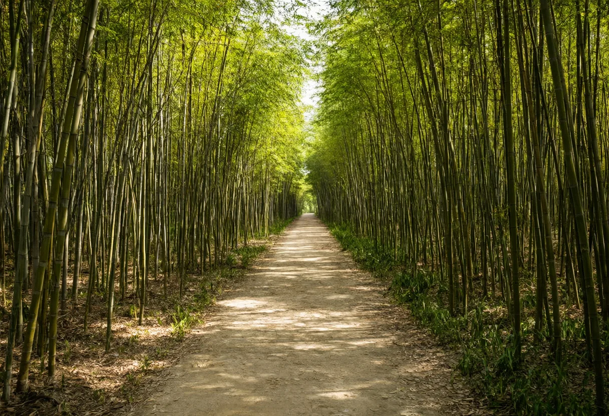 Bamboo Grove Path in warm summer light