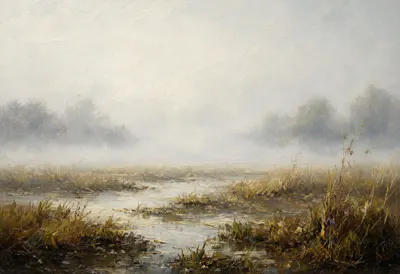 Fog Over A Marsh Oil Painting