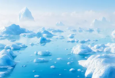 Iceberg Lagoon in soft mist Digital Illustration