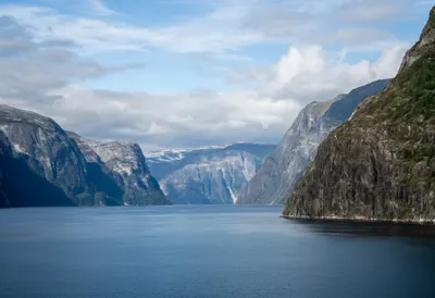 Fjord With Steep Walls under a dramatic sky