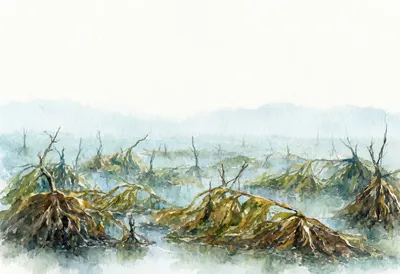 Kelp Forest Underwater at dawn Watercolour