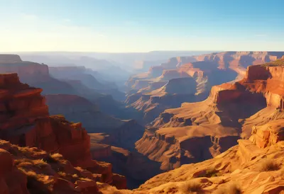 Canyon Layers At Golden Hour Digital Illustration