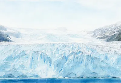 Glacier Tongue And Moraine Watercolour