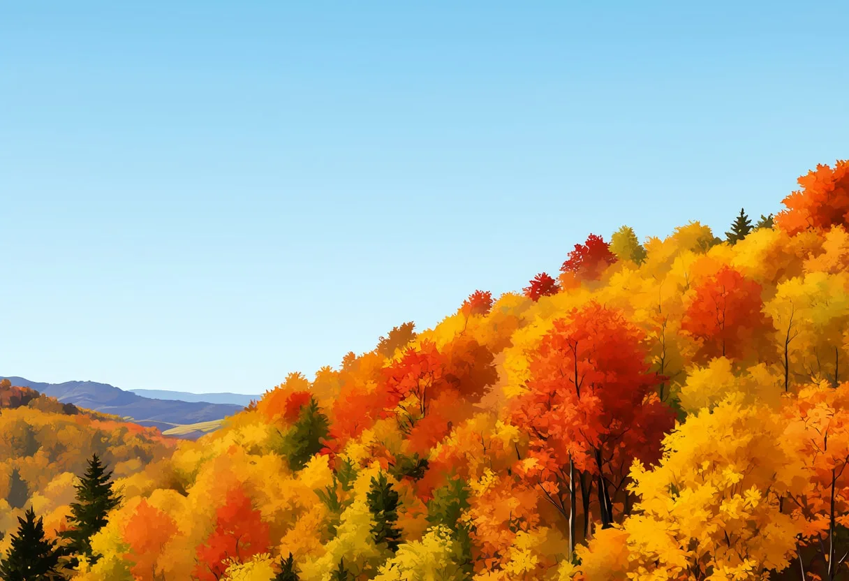 Autumn Maple Hillside Digital Illustration