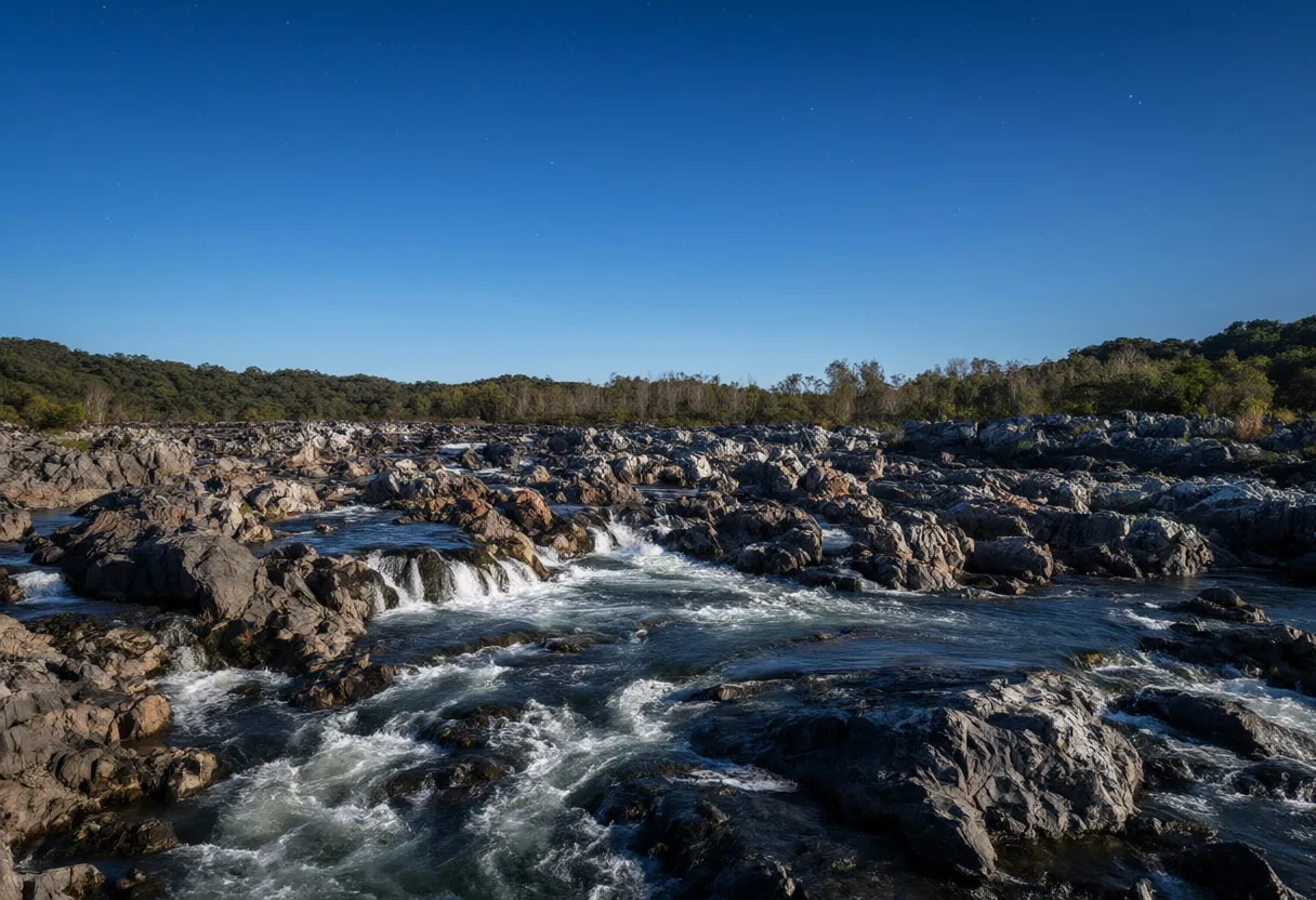Rocky River Rapids under a starry sky