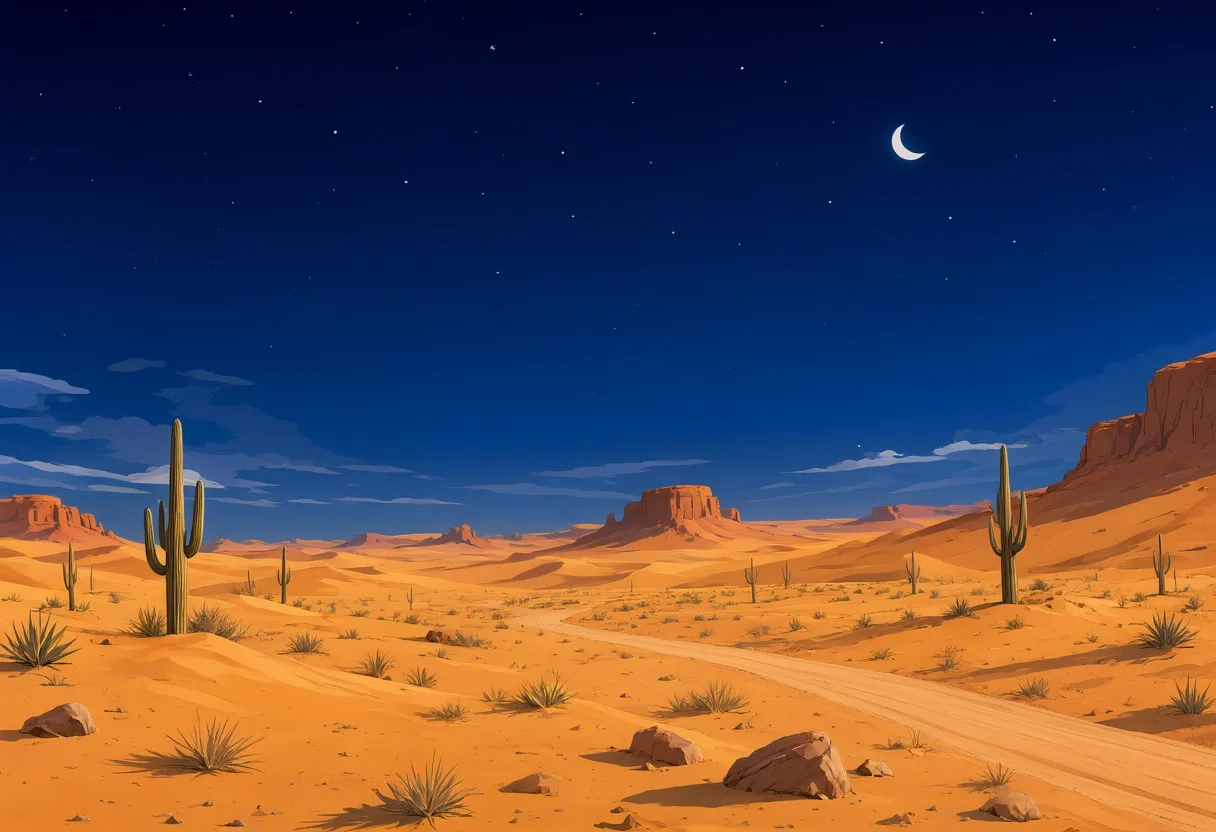Desert Night Sky Digital Illustration