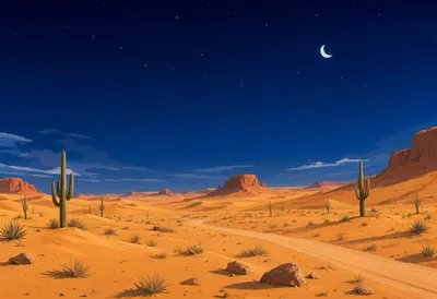 Desert Night Sky Digital Illustration