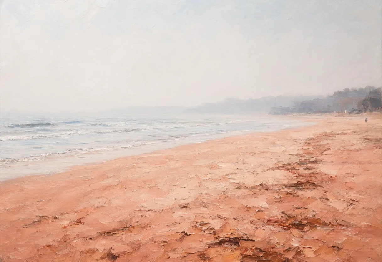 Coral Sand Beach in soft mist Oil Painting