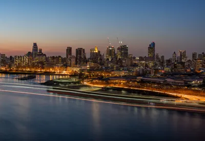 Night Skyline with Light Trails
