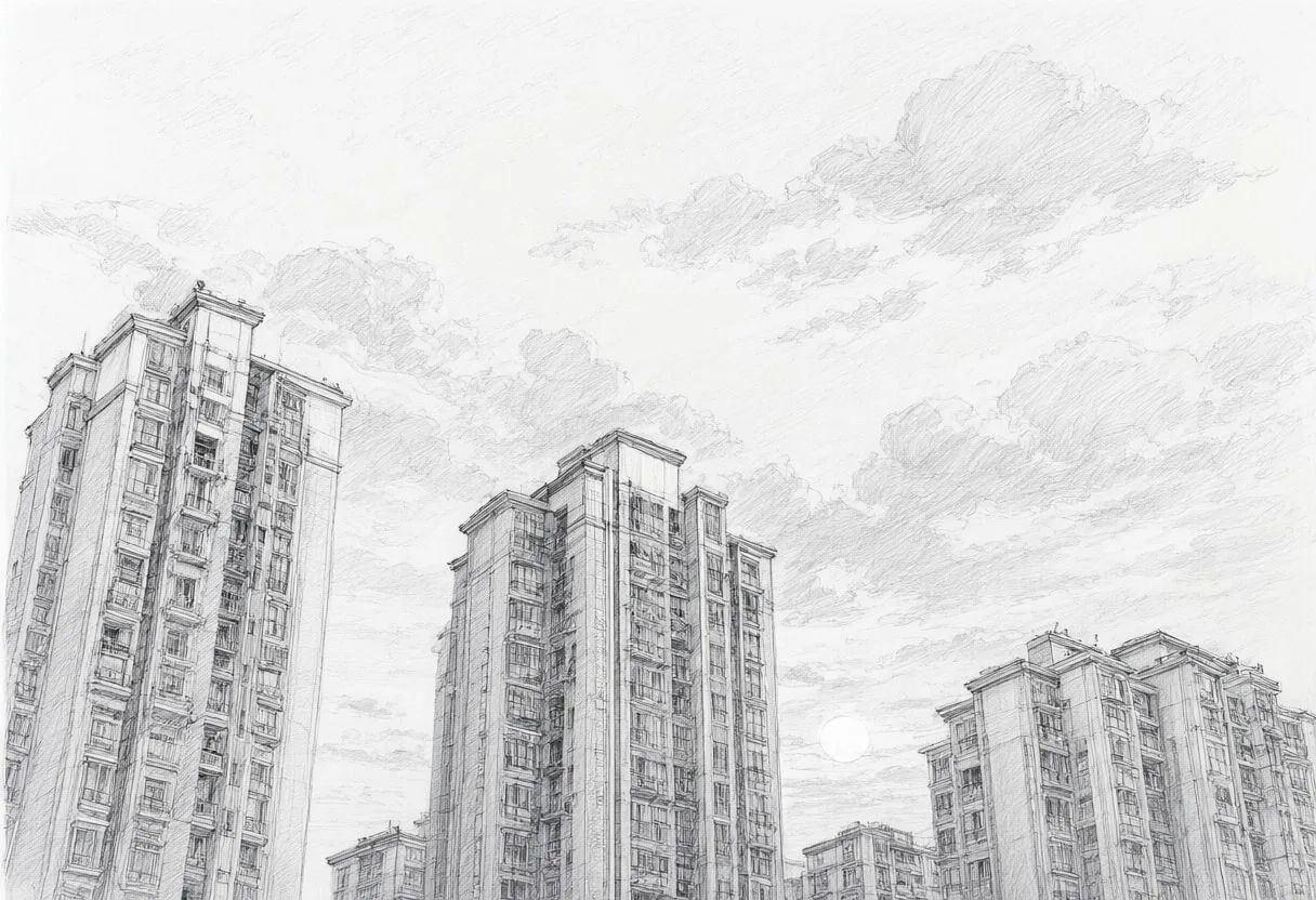 Tower Blocks and Cloud Layers at blue hour