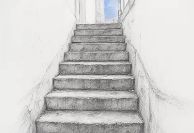 Staircase Between Old Walls at blue hour