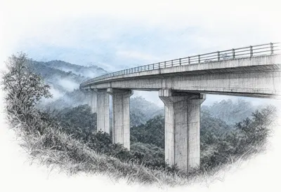 Bridge over a Green Valley at blue hour