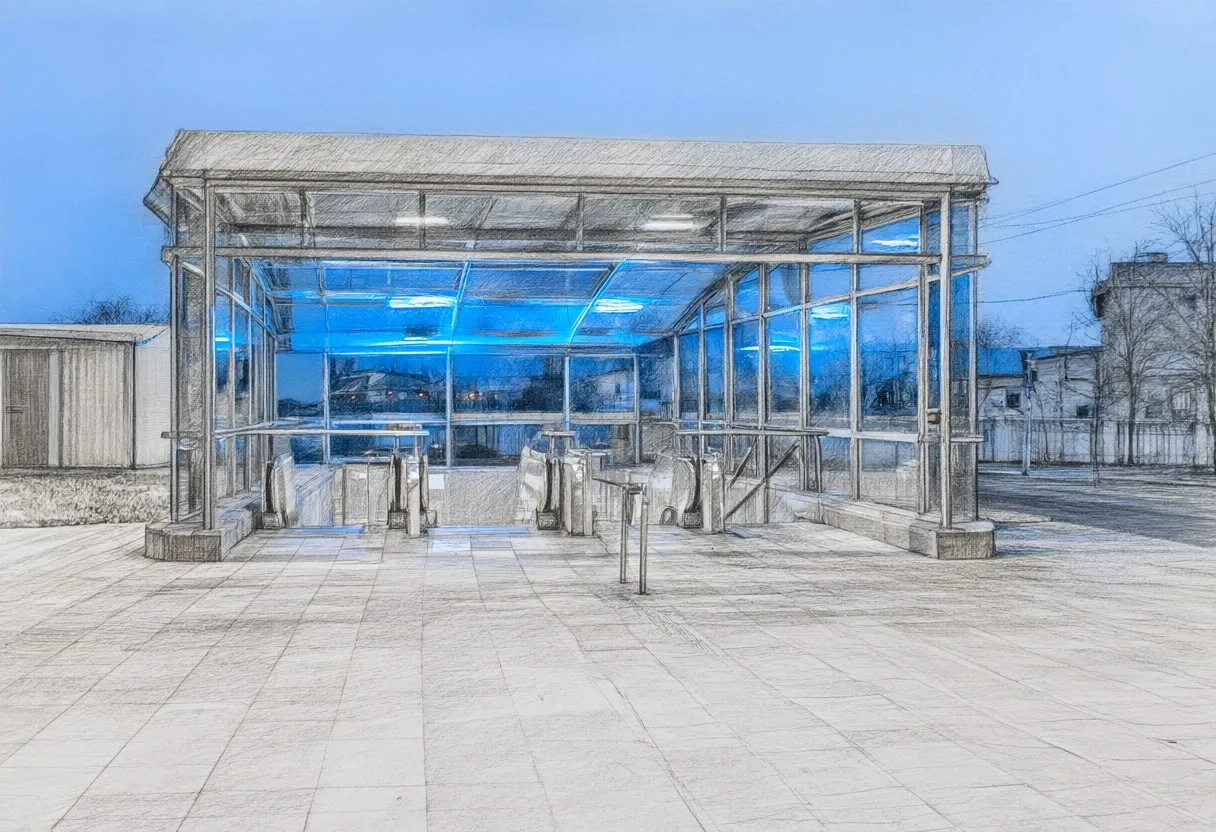 Metro Entrance at Blue Hour at blue hour