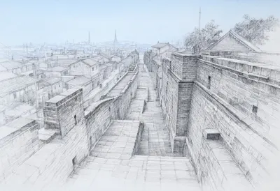 City Walls from Above at blue hour