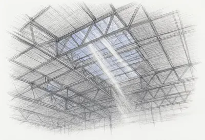 Train Station Roof Structure at blue hour