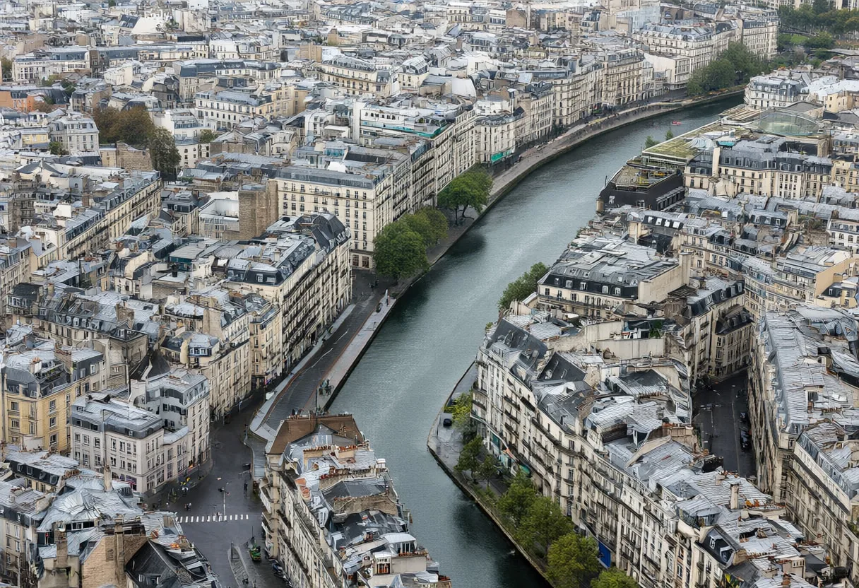 Aerial View of a River City after rain