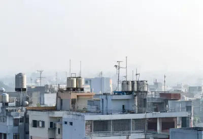 Rooftops in Morning Mist after rain