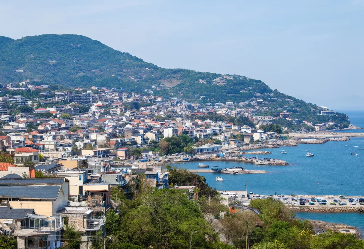 Coastal Town on a Hillside after rain