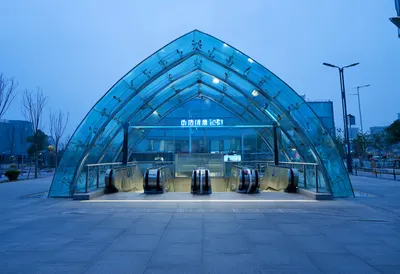Metro Entrance at Blue Hour after rain