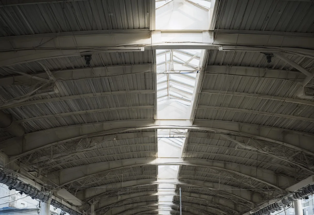 Train Station Roof Structure after rain