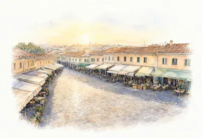 Market Square at Sunrise from a high vantage point