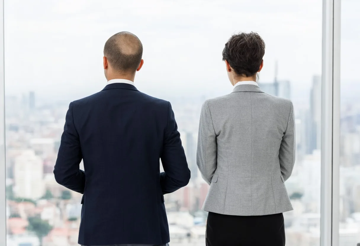 Two Colleagues Seen from Behind