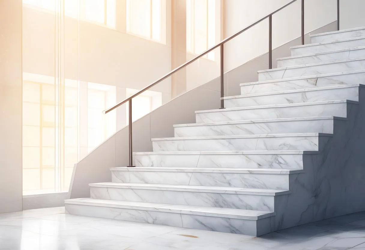 Staircase in a Corporate Lobby with warm window light