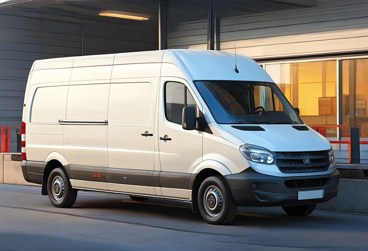 Delivery Van at a Loading Bay with warm window light