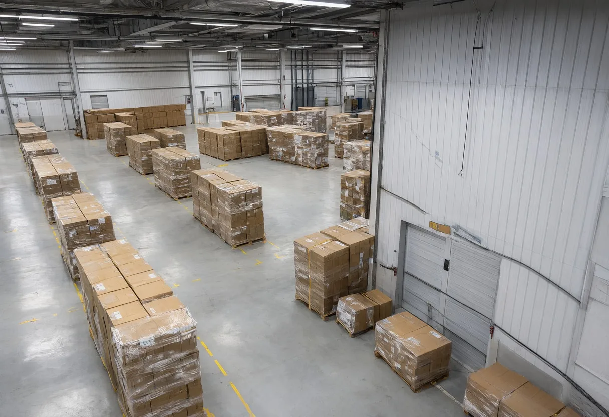 Warehouse Aisle from Above in a minimal setting
