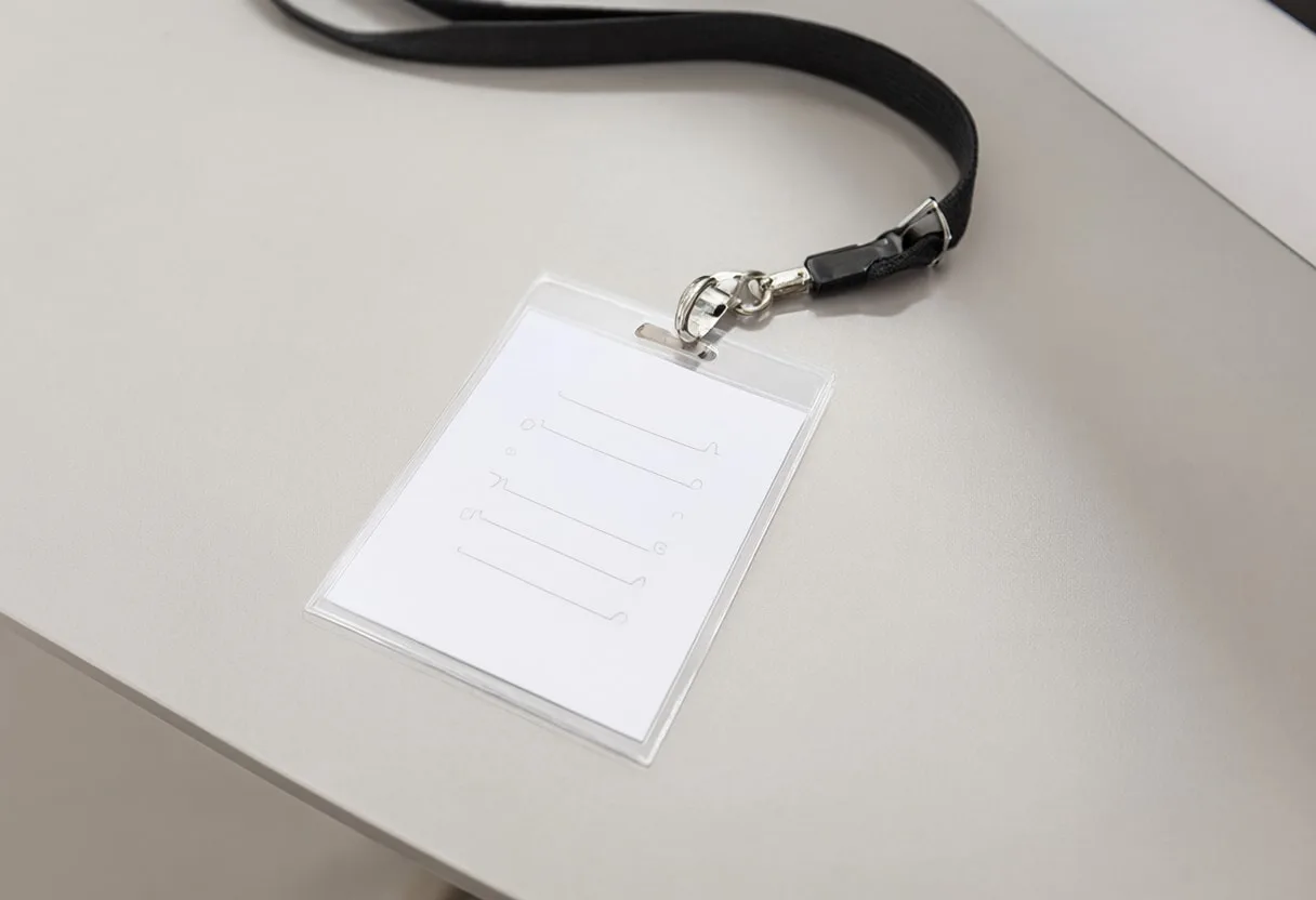 Conference Badge on a Table in a minimal setting