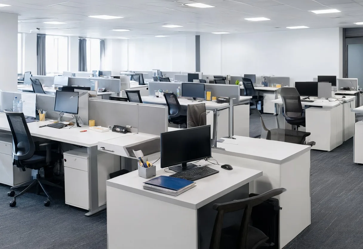 Open Plan Office from Above in a minimal setting