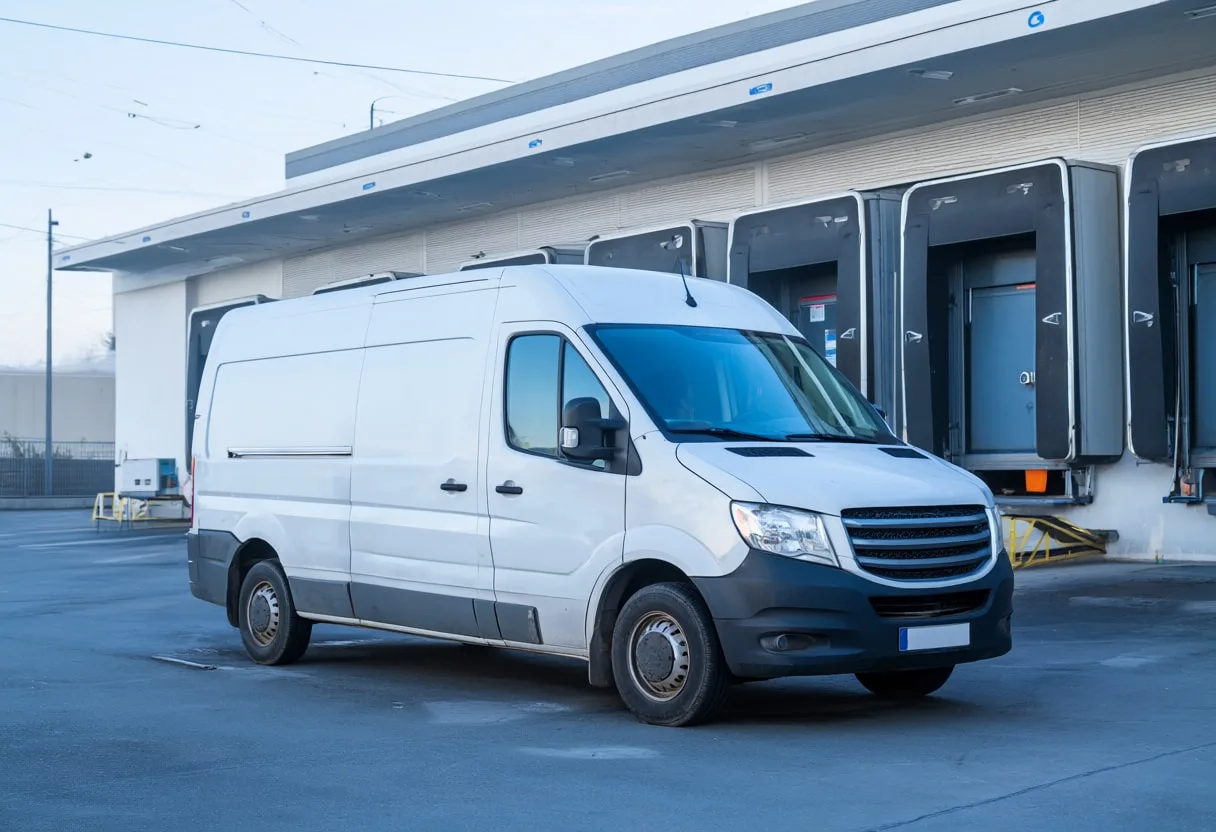 Delivery Van at a Loading Bay with cool clean light