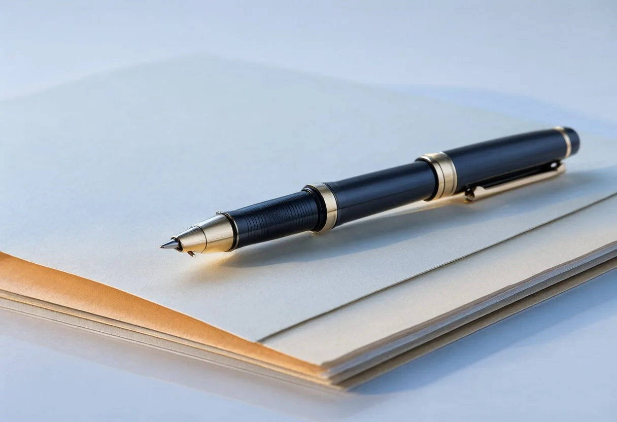 Pen and Contract Folder with cool clean light