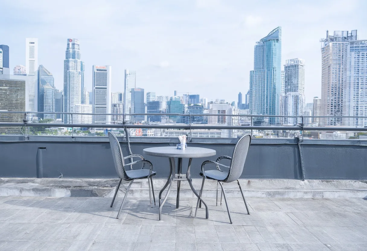 Rooftop Terrace Meeting with cool clean light