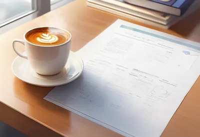 Coffee and Printed Report in soft daylight