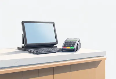 Shop Counter with a Till in soft daylight