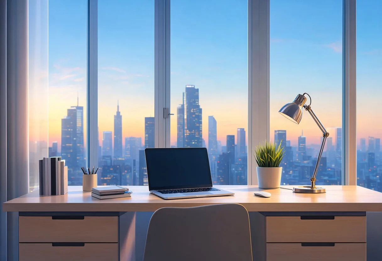 City Window Desk in soft daylight