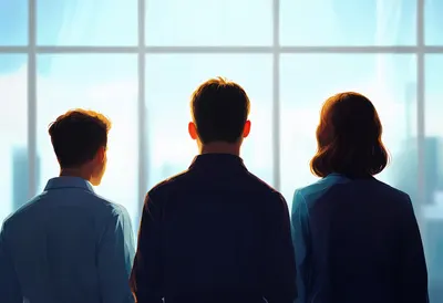Team Stand-Up in Silhouette in soft daylight